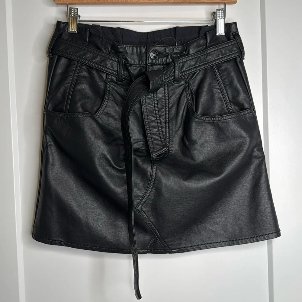 Free People Size‎ 27 Faux Black Leather High Rise Mini Skirt